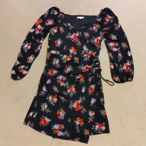 NWOT Maurices Stretchy Wrap Black & Floral Midi Dress